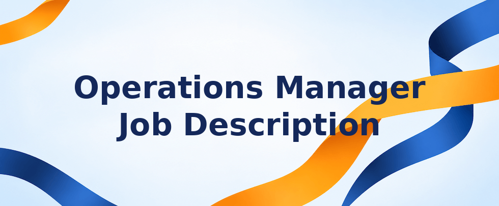 Operations manager job description overview